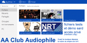 AA Club Audiophile, espace SkyDrive, fichiers tests SARD